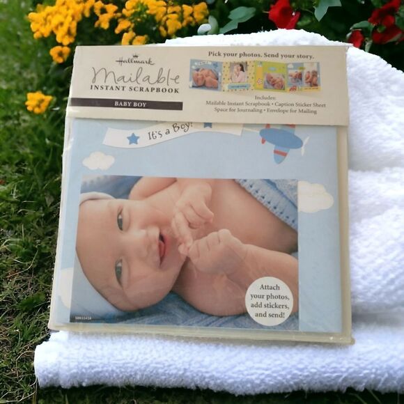 Hallmark Instant Scrapbook Sealed Mailable Baby Boy Brag Book NWT Blue Pastel - Picture 1 of 10
